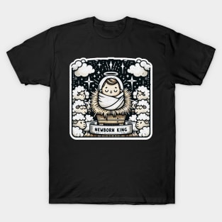 Newborn King Jesus Manger Sheep Good News Gospel T-Shirt